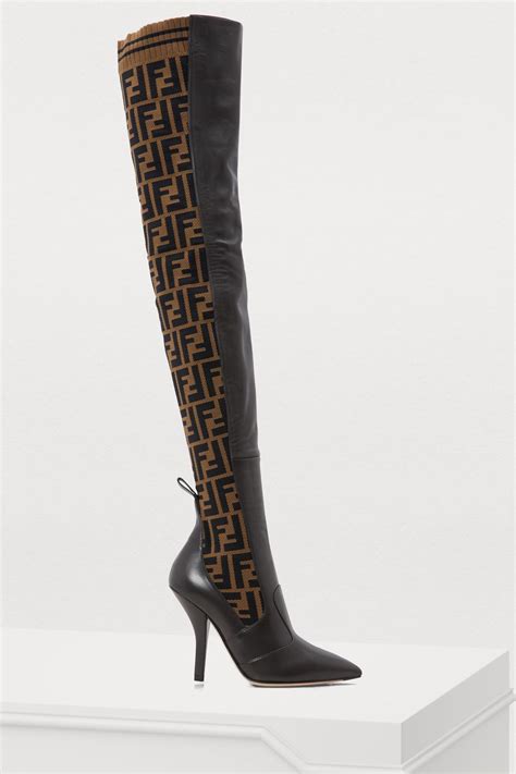 fendi boots thigh-high|Fendi platform knee high boots.